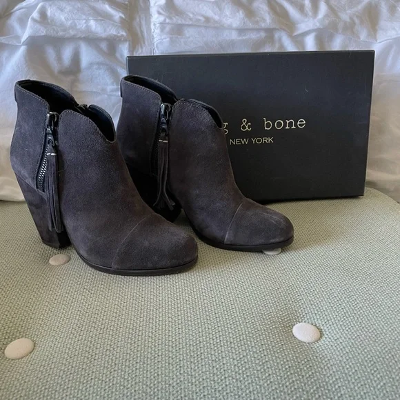 Rag & Bone suede Margot fringe booties in gray - Picture 2 of 7